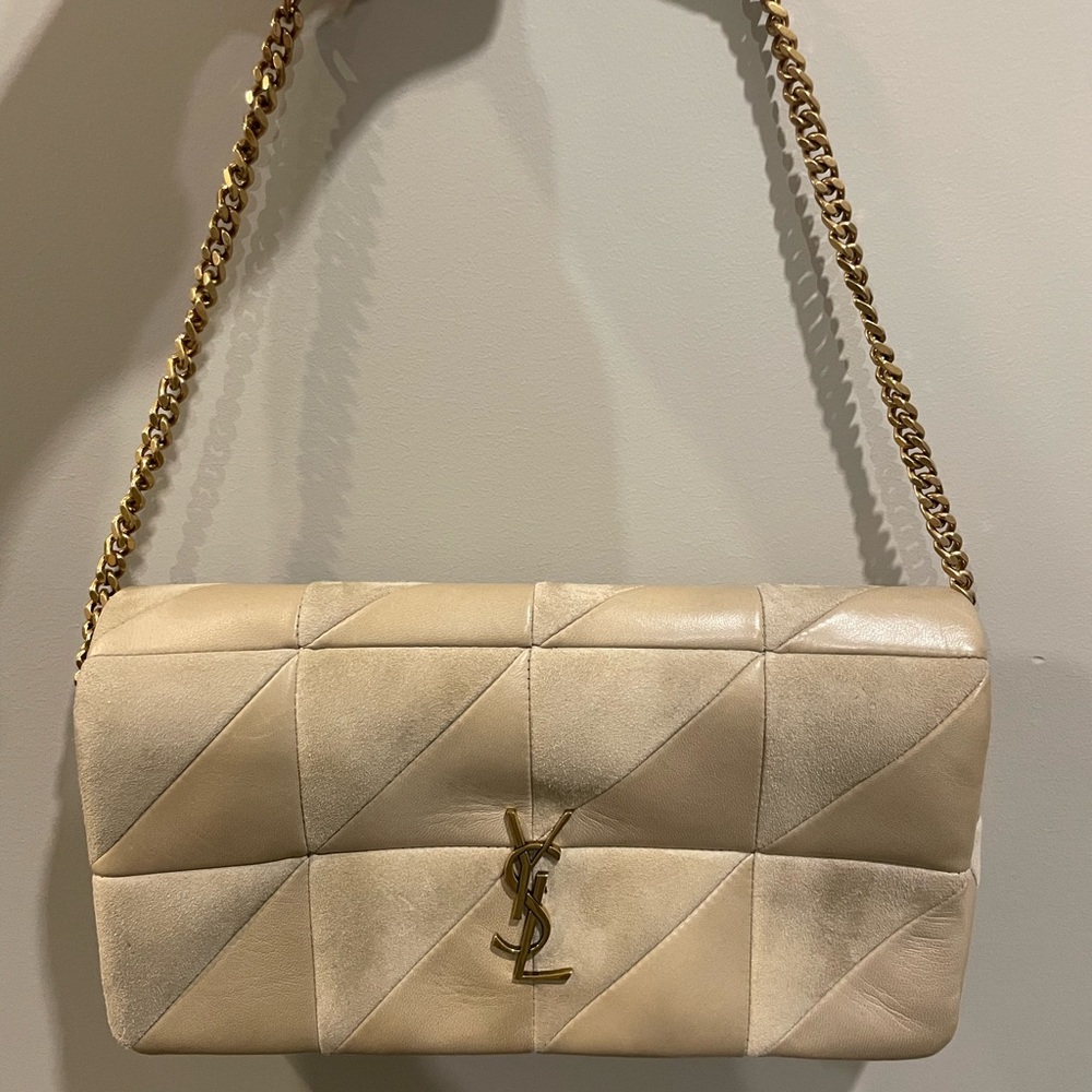 Saint Laurent Jaime 99 Shoulder Bag. Quilted Leather. Neutral
